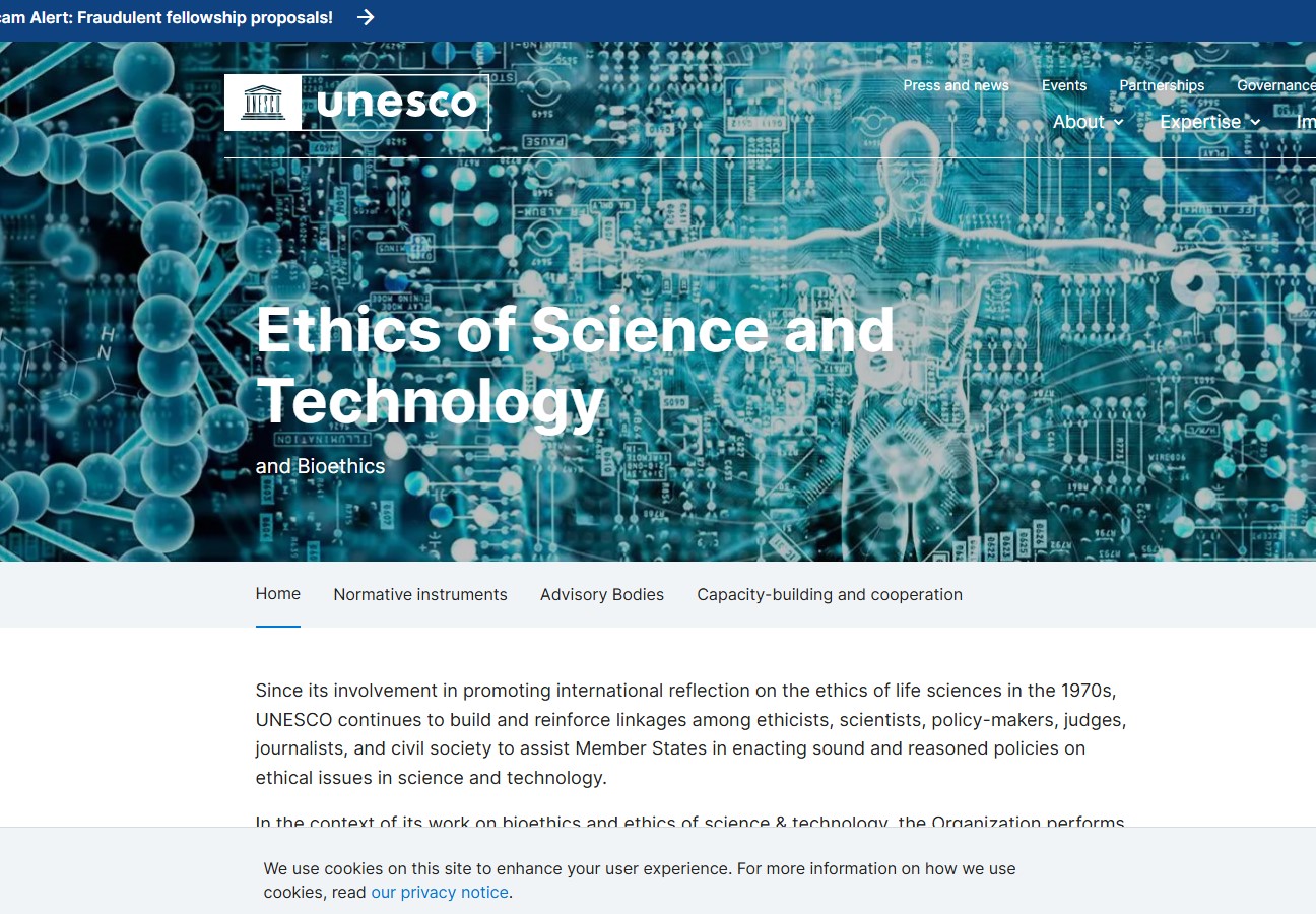UNESCO. ETHICS OF SCIENCE AND TECNOLOGY